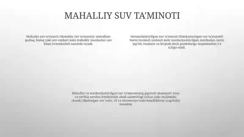 Mahalliy va Markazlashgan Suv Taminoti 3