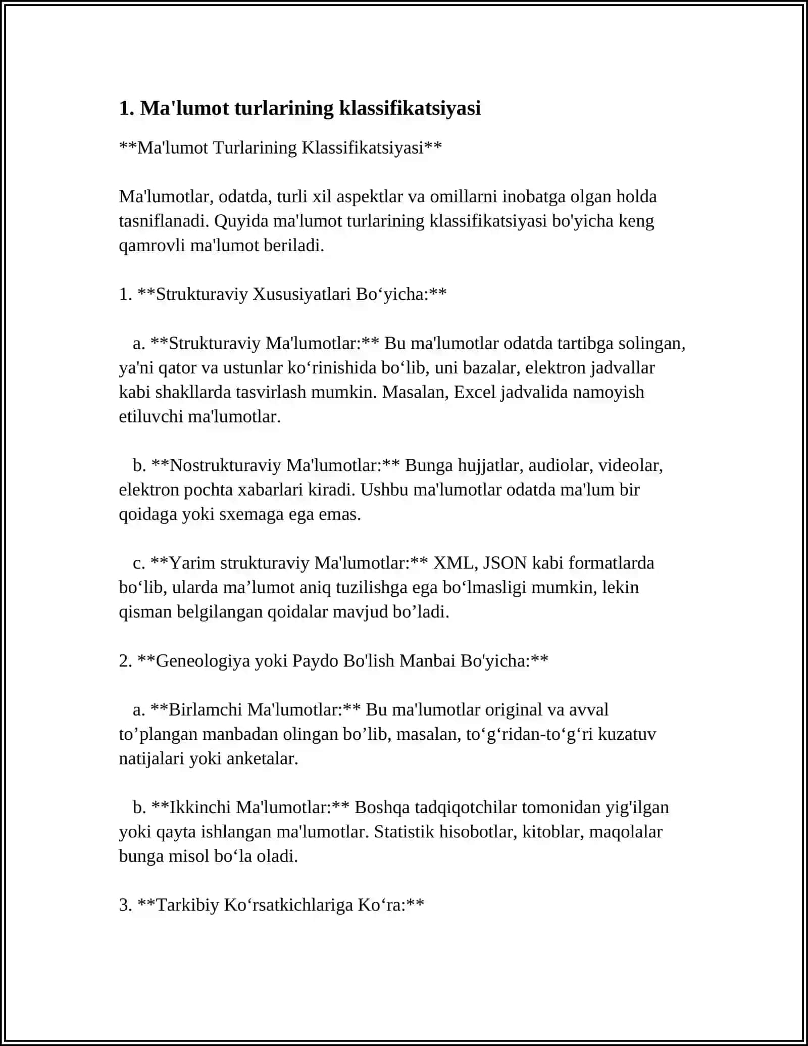 DASTURLASHDA MAʼLUMOT TURLARI VA ULARDAN FOYDALANISH 3