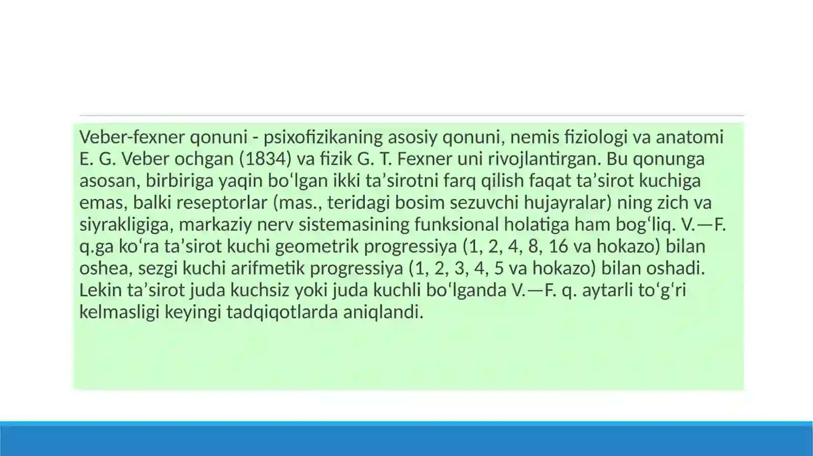 Veber va Fexnerning Psixofizika Tadqiqotlari 3