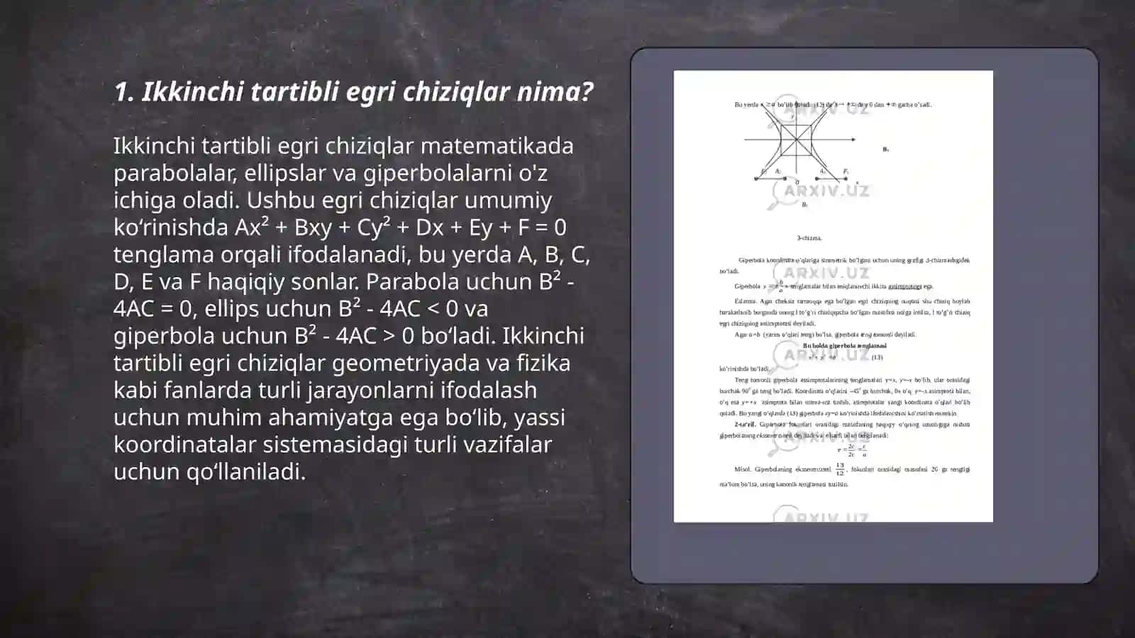 Ikkinchi tartibli egri chiziqning tarifi 3