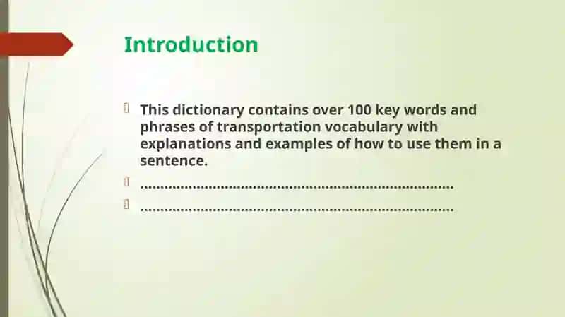 Transportation Vocabulary Dictionary 3