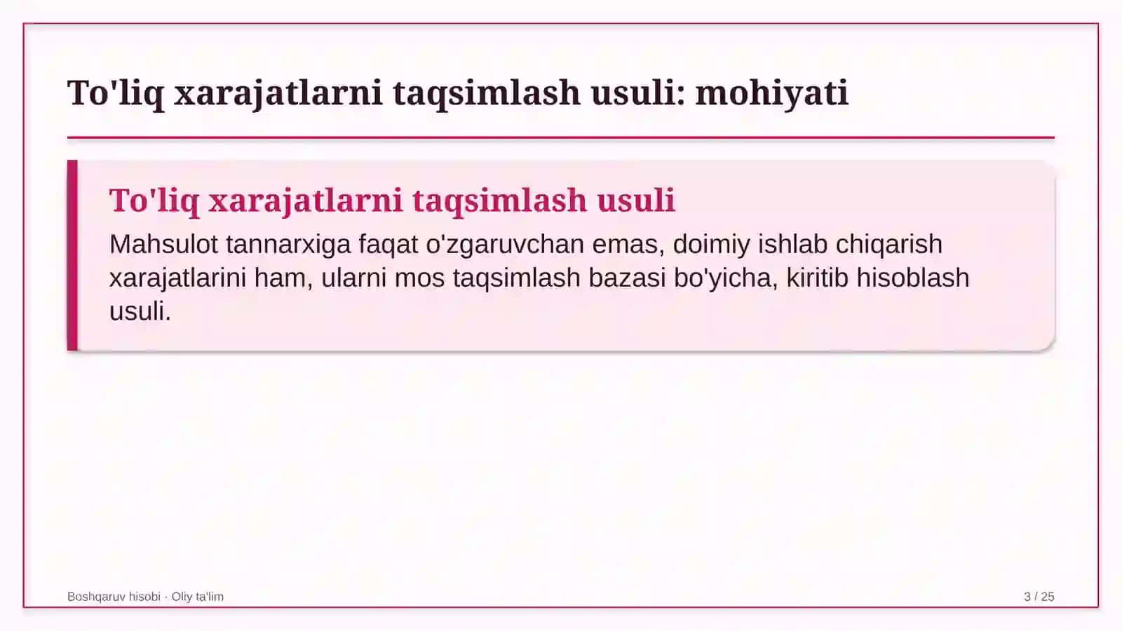 avtomobilsozlik sanoatida to'liq xarajatlarni taqsimlash usulini qo'llash 5381 3