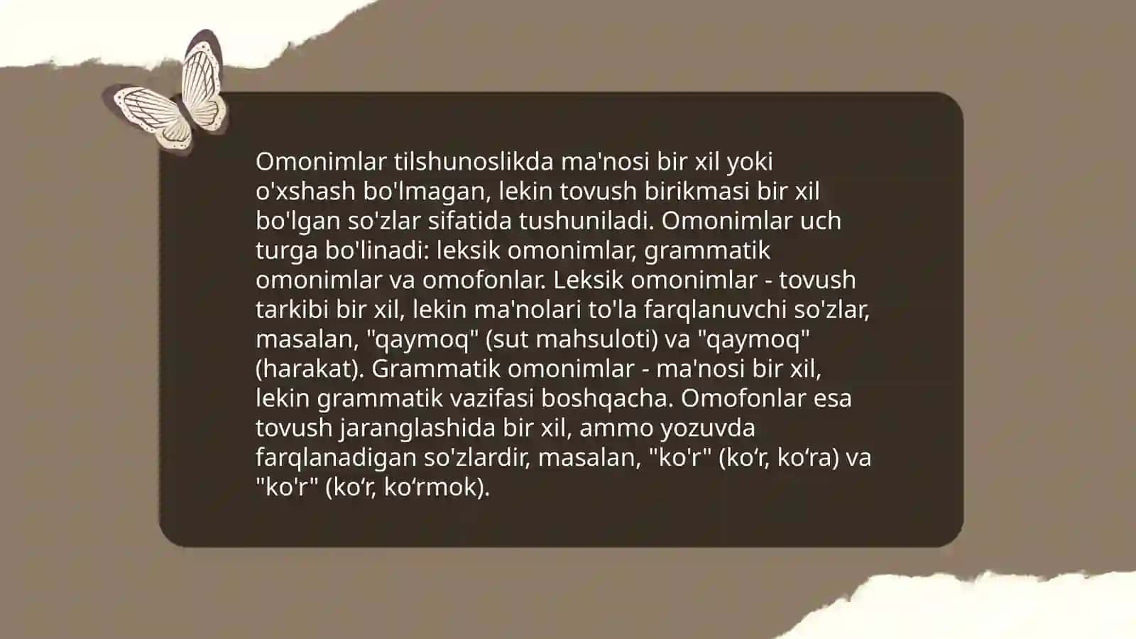 Omonim, sinonim, antonim va paronim lug'atlar haqida 3