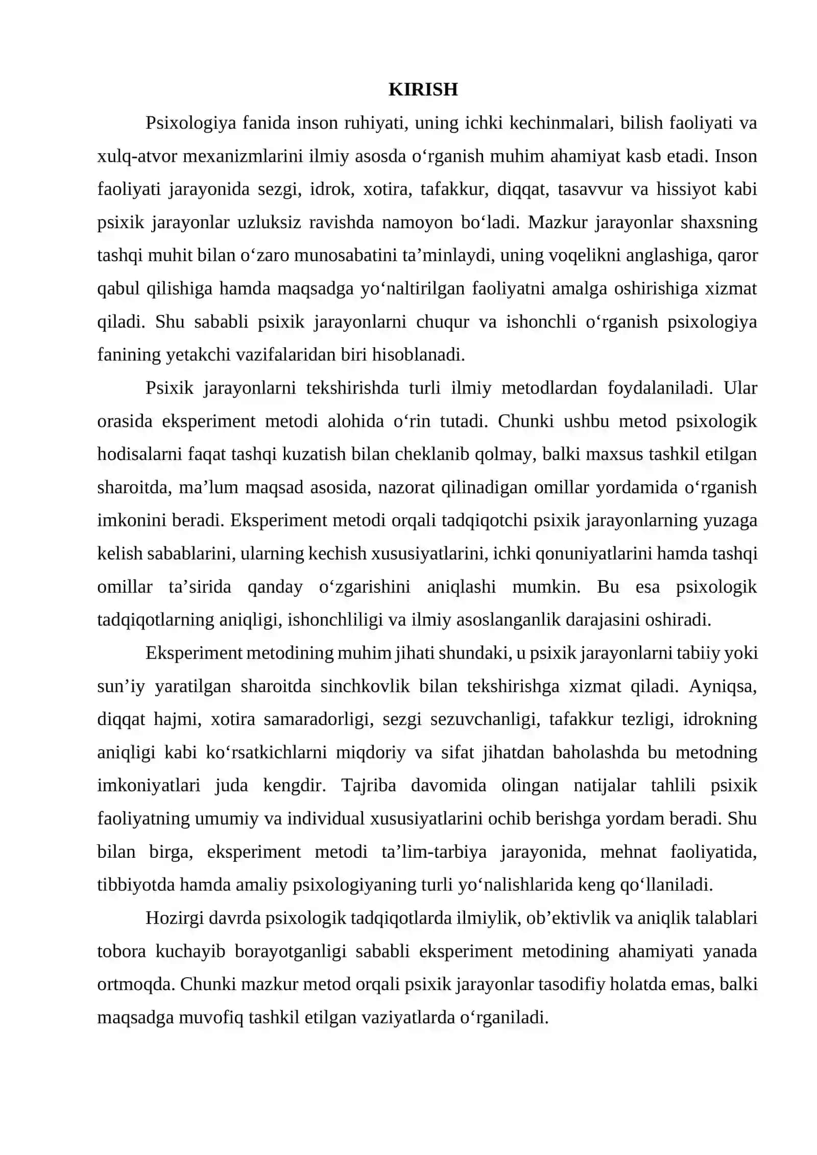 Eksperiment metodi asosida psixik jarayonlarni tekshirish 3