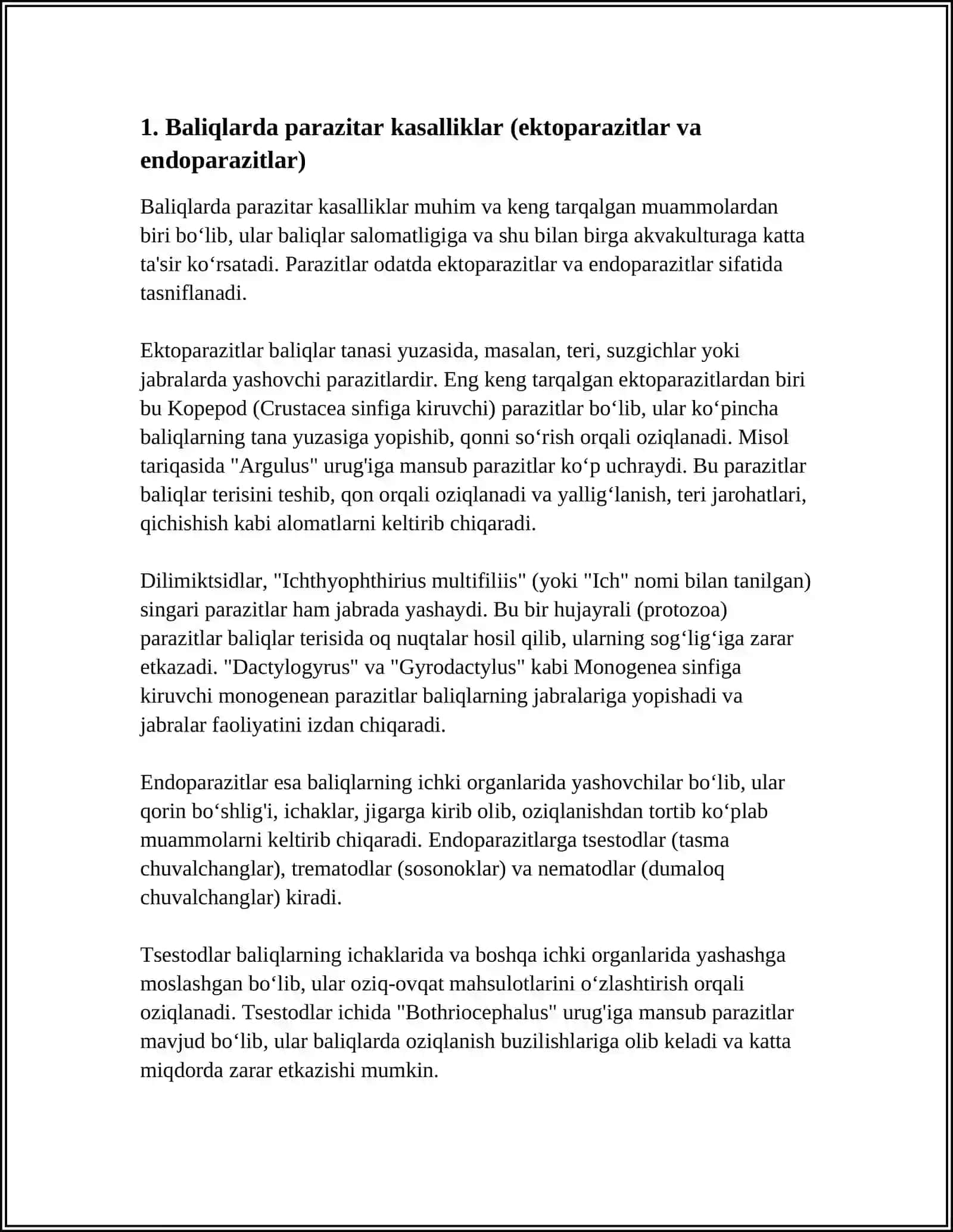 BALIGLARDA UCHRAYDIGAN KASALLIKLARNI O'RGANISH 3