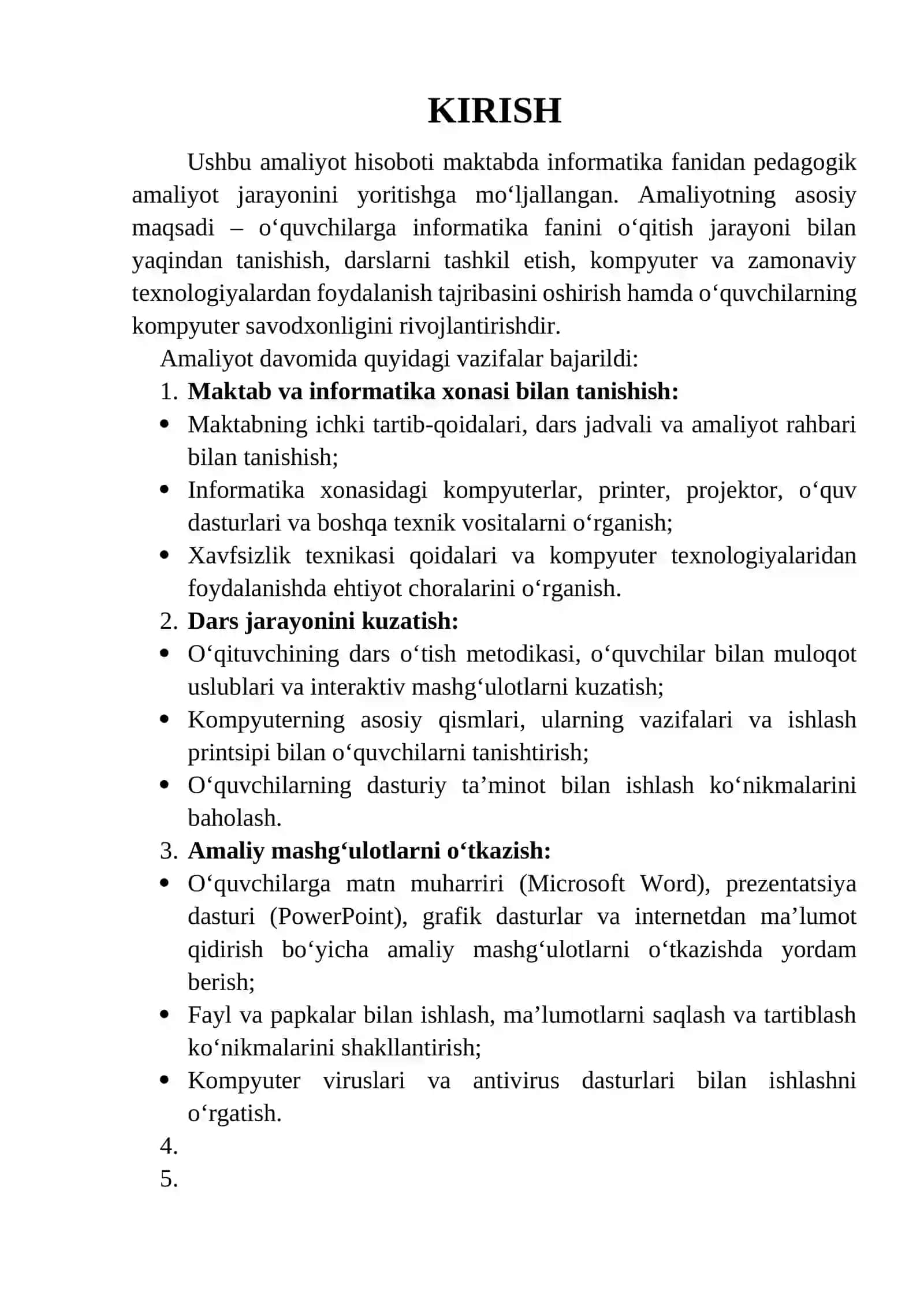 ISHLAB CHIQARISH MALAKAVIY AMALIYOT HISOBOTI 3