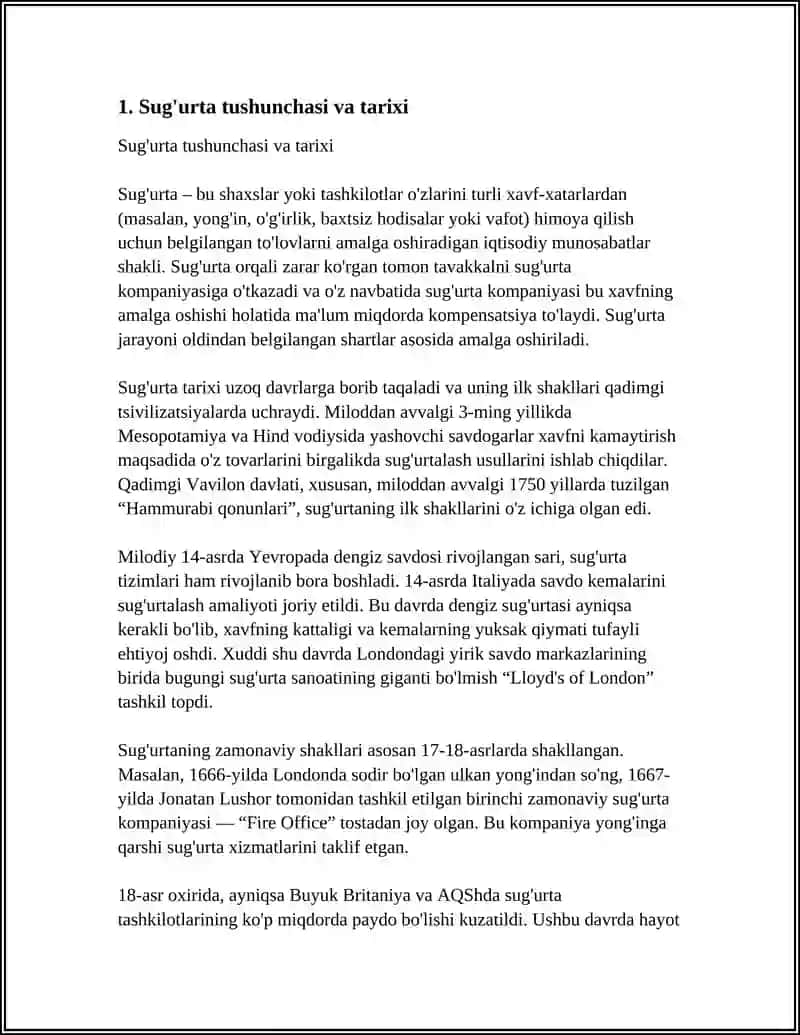Sug'urta tushunchasi va tarixi 3