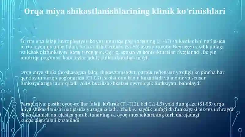 Umurtqa pog‘onasi Jangavor Jarohatlari 3