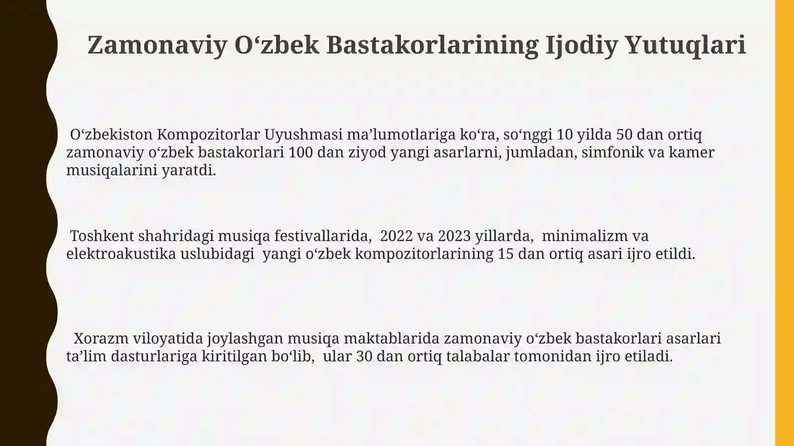 Zamonaviy Oʻzbek Bastakorlarining Ijodiy Yutuqlari 3
