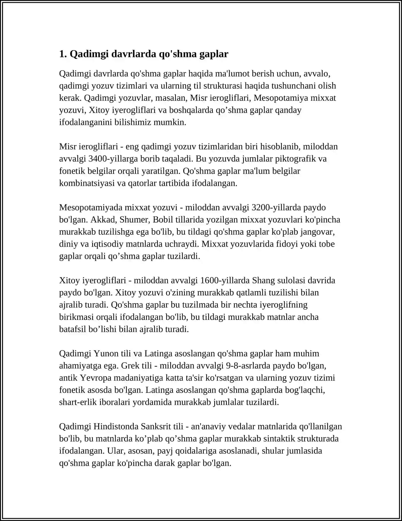 QO'SHMA GAPLARNING TARIXIY TARAQQIYOTI 3