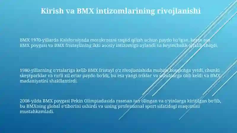 BMX yoʼnalishlari xalqaro standartlar 3