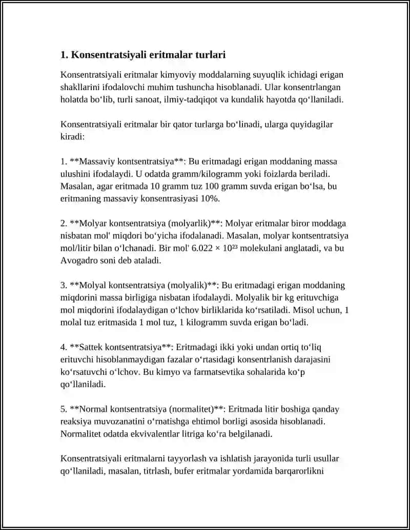 TURLI KONSETRATSIYALI ERITMALAR TAYYORLASH, ALBOM TAYYORLASH 3