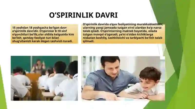 O’spirinlik davrining o’ziga xos psixologik xususiyatlari 3