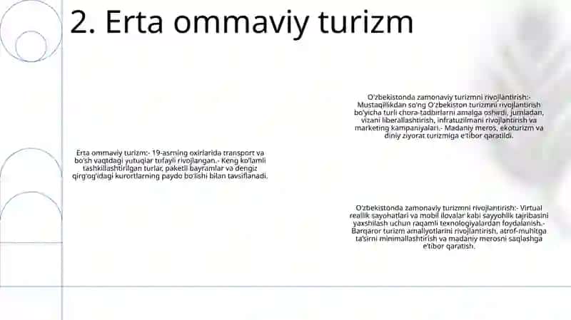 Zamonaviy Turizm Rivojlantirish Bosqichlari 3