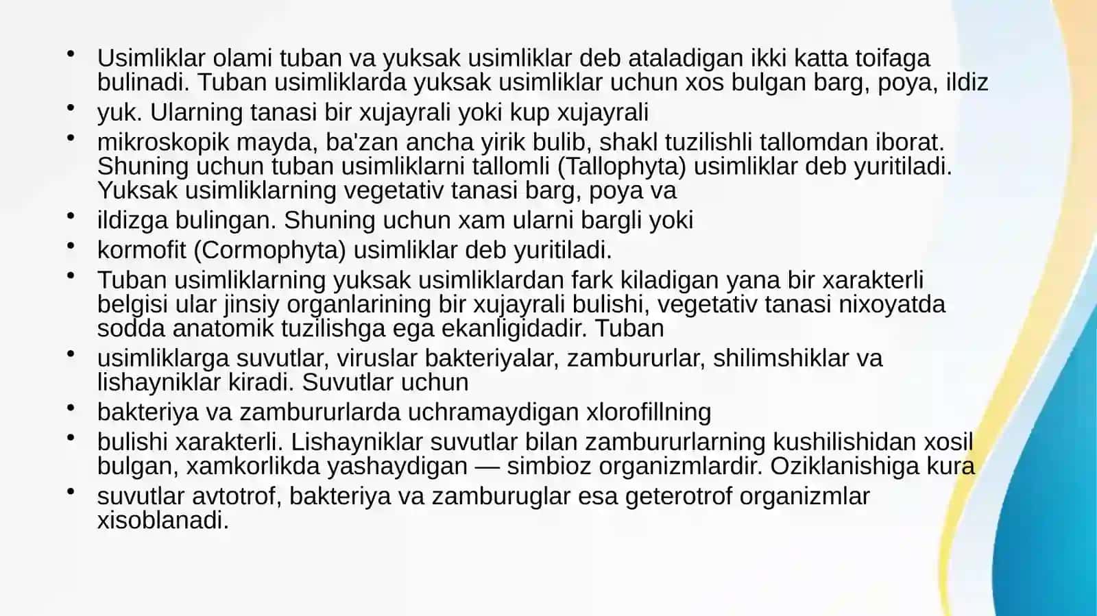 Tuban o`simliklar faniga kirish 3