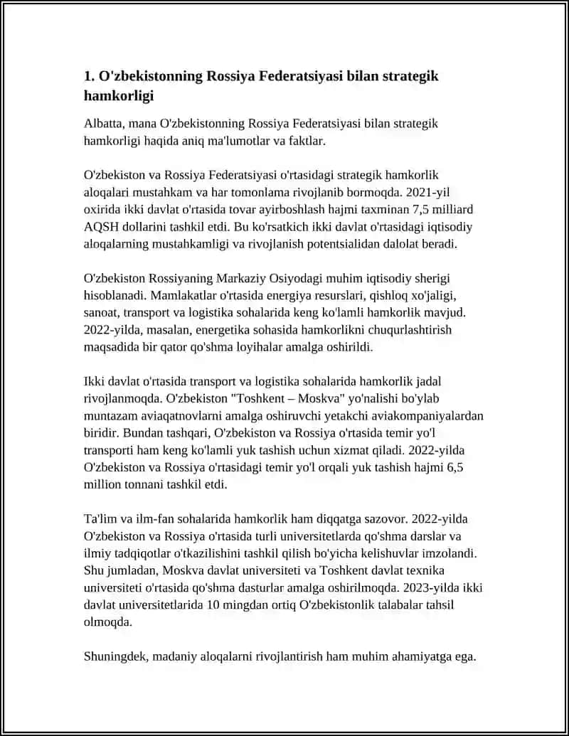 O'ZBEKISTONNING XALQARO ALOQALARI VA JAHON HAMJAMIYATIDAGI O'RNI. (DUNYO DAVLATLARI BILAN) 3