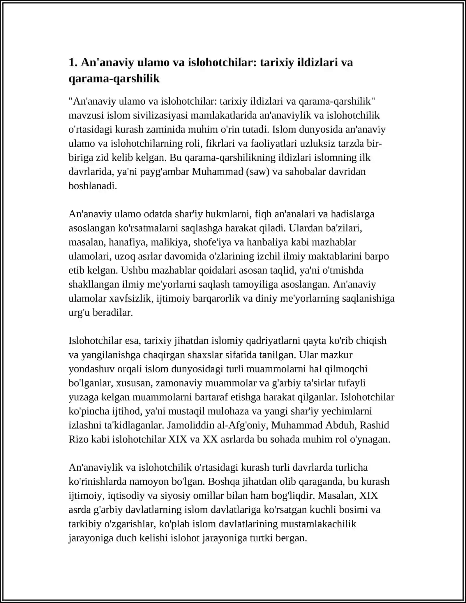 An'anaviy ulamo va islohotchilar: tarixiy ildizlari va qarama-qarshilik 3