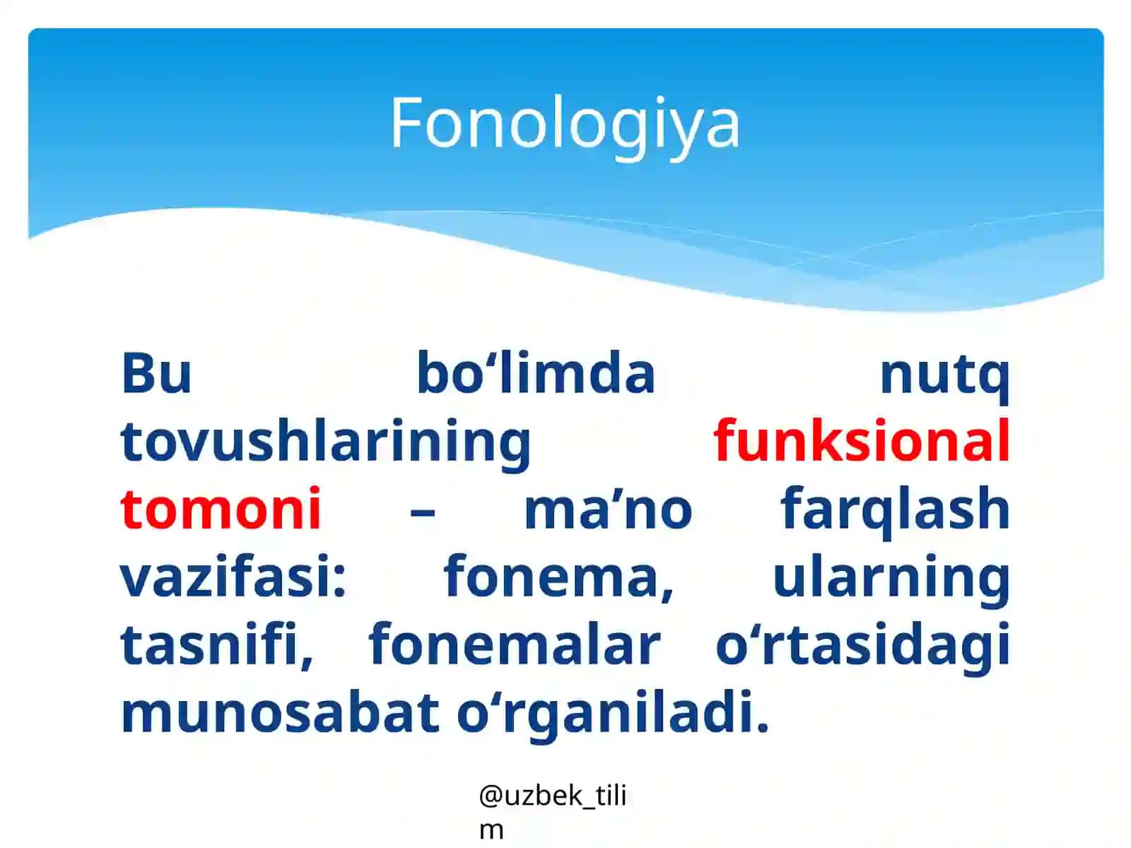 Tilshunoslik vauning bo‘limlari.Fonetika 3