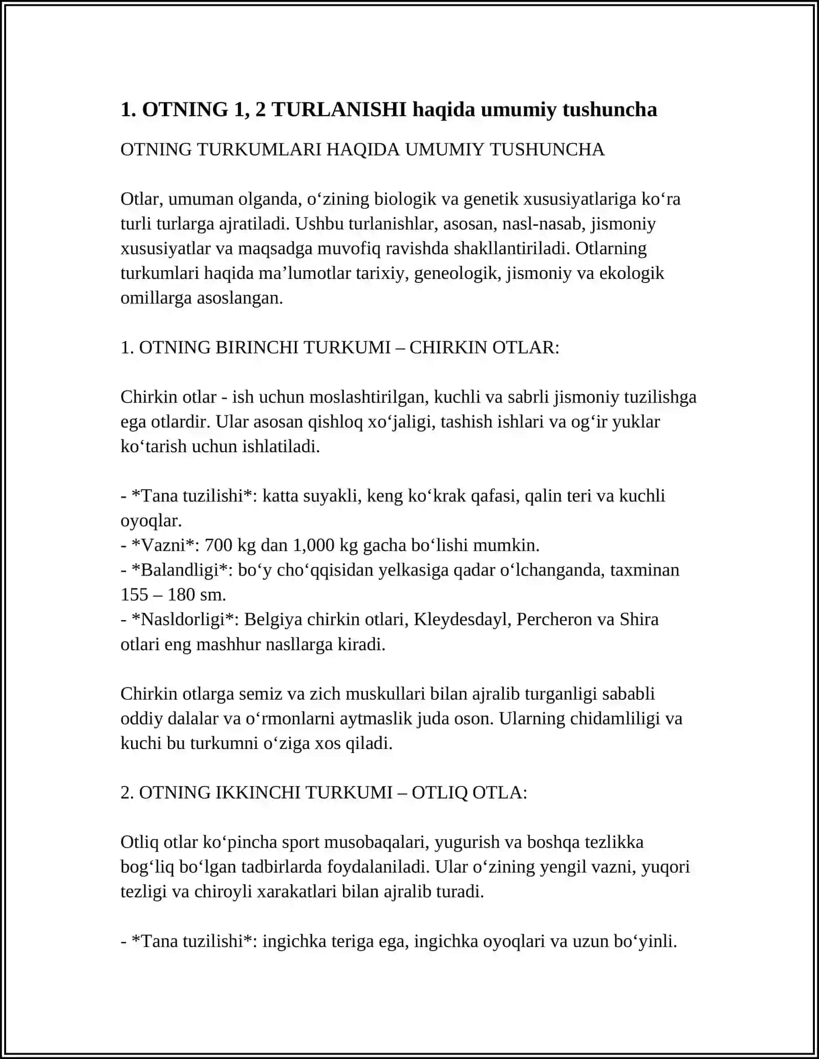 OTNING 1, 2 TURLANISHI 3