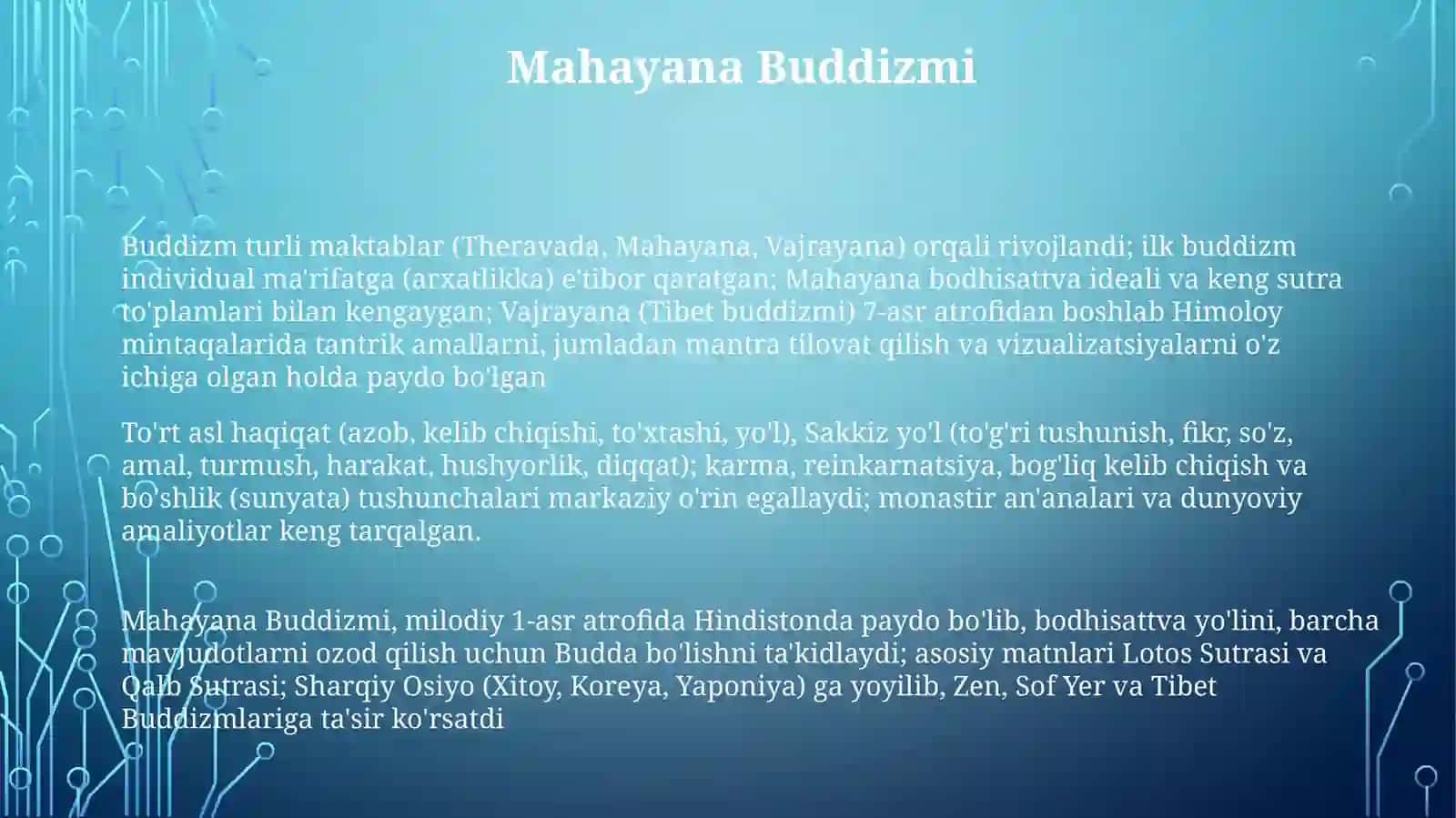 Buddizm:asosiytaʼlimotvarivojlanishbosqichlari 3