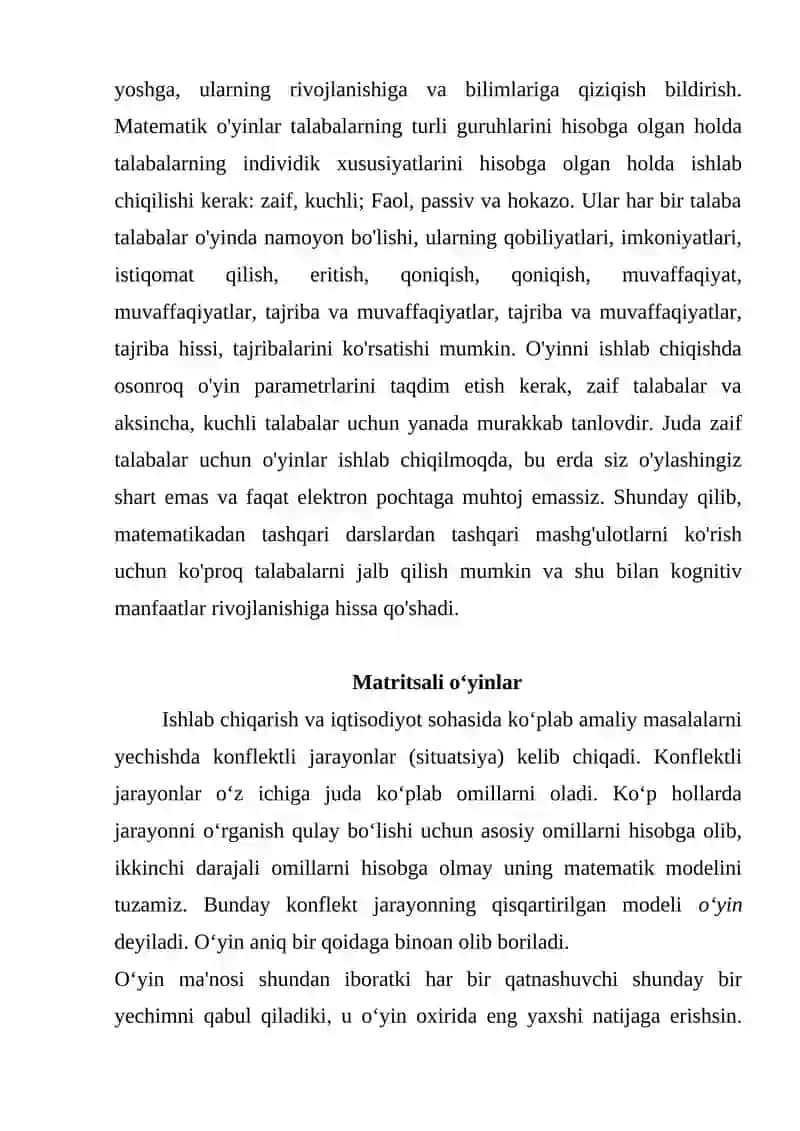 Matematik o'yinlar 3