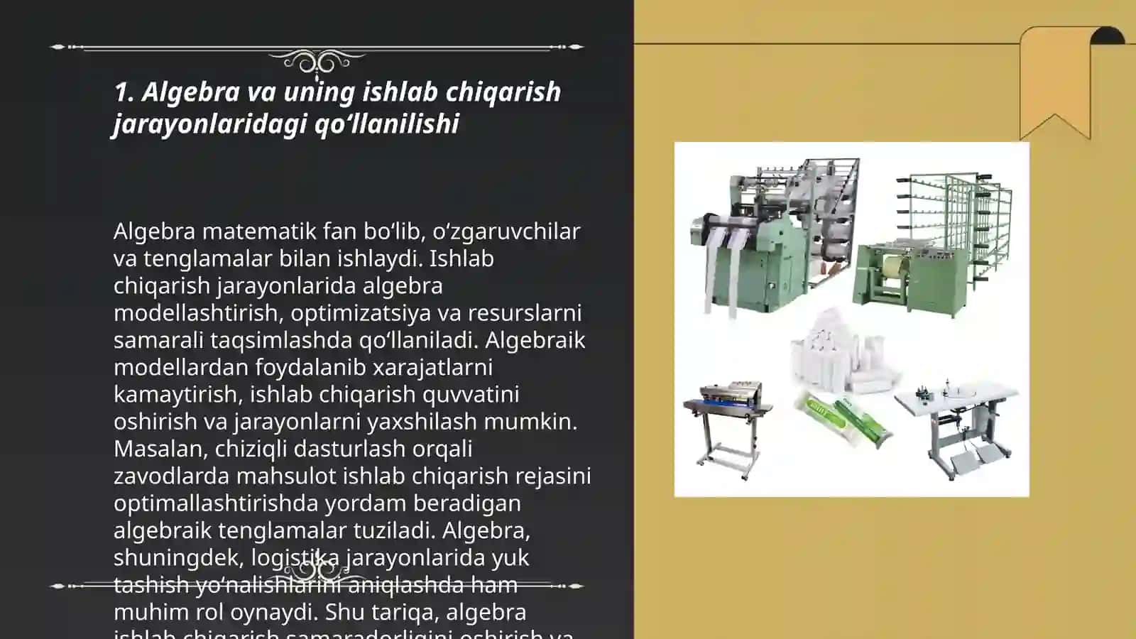 Matematikaning ishlab chiqarishdagi oʻrni va qoʻllanilishi 3