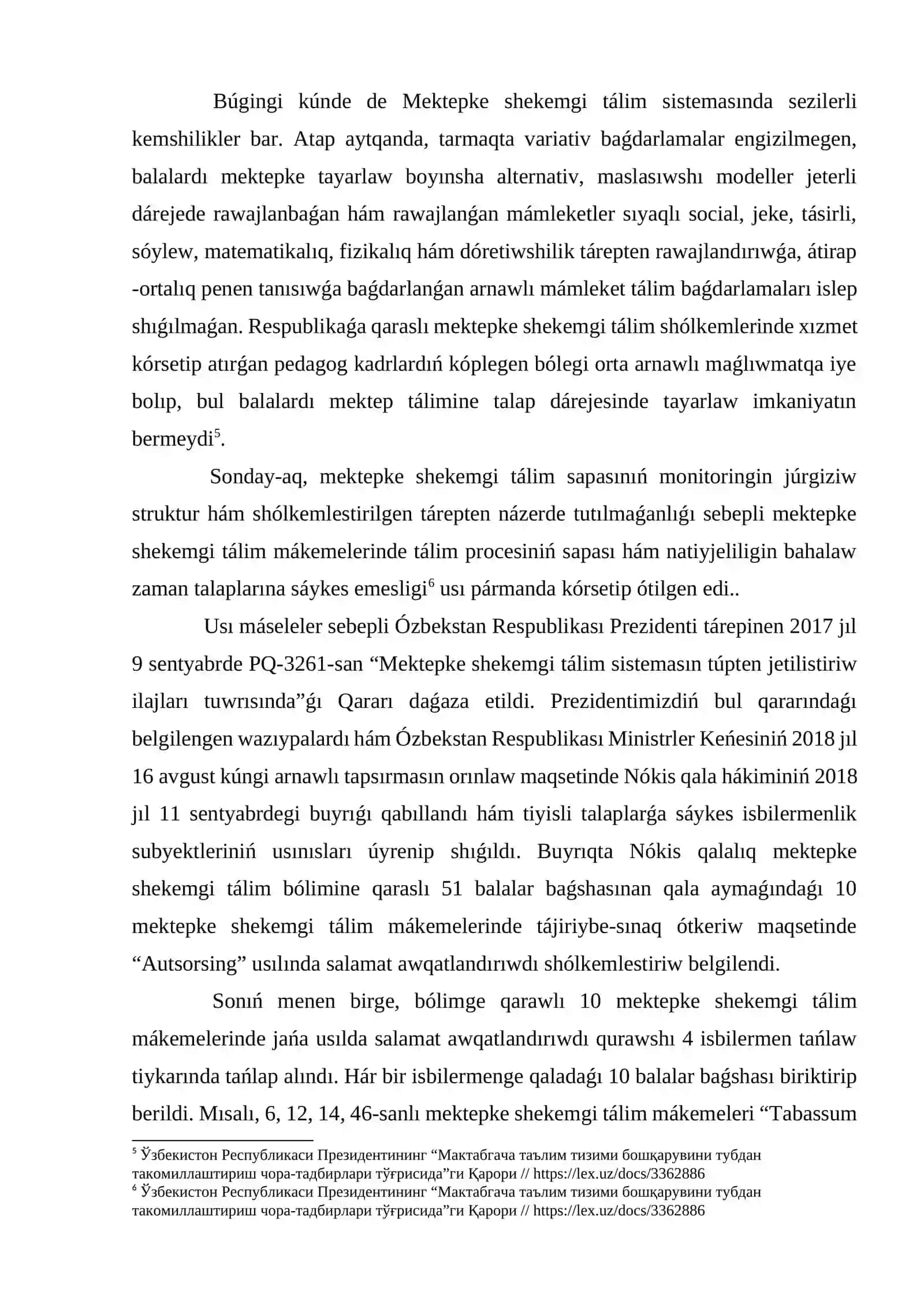 Bilimlendiriw tarawında ámelge asırılıp atırǵan reformalar 3