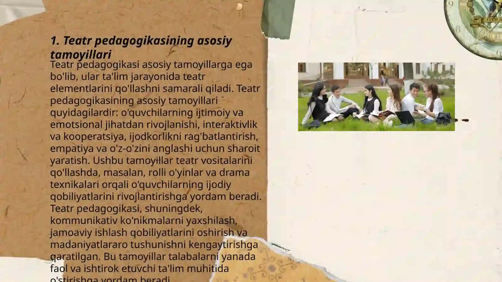 Teatr pedagogikasi gʻoyalaridan foydalanish 3