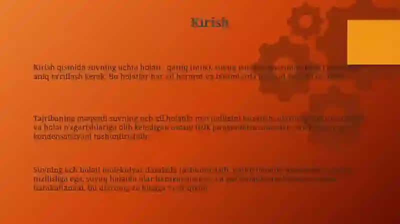 Suvning 3xil kórinishini tajribadan kuzatish 3