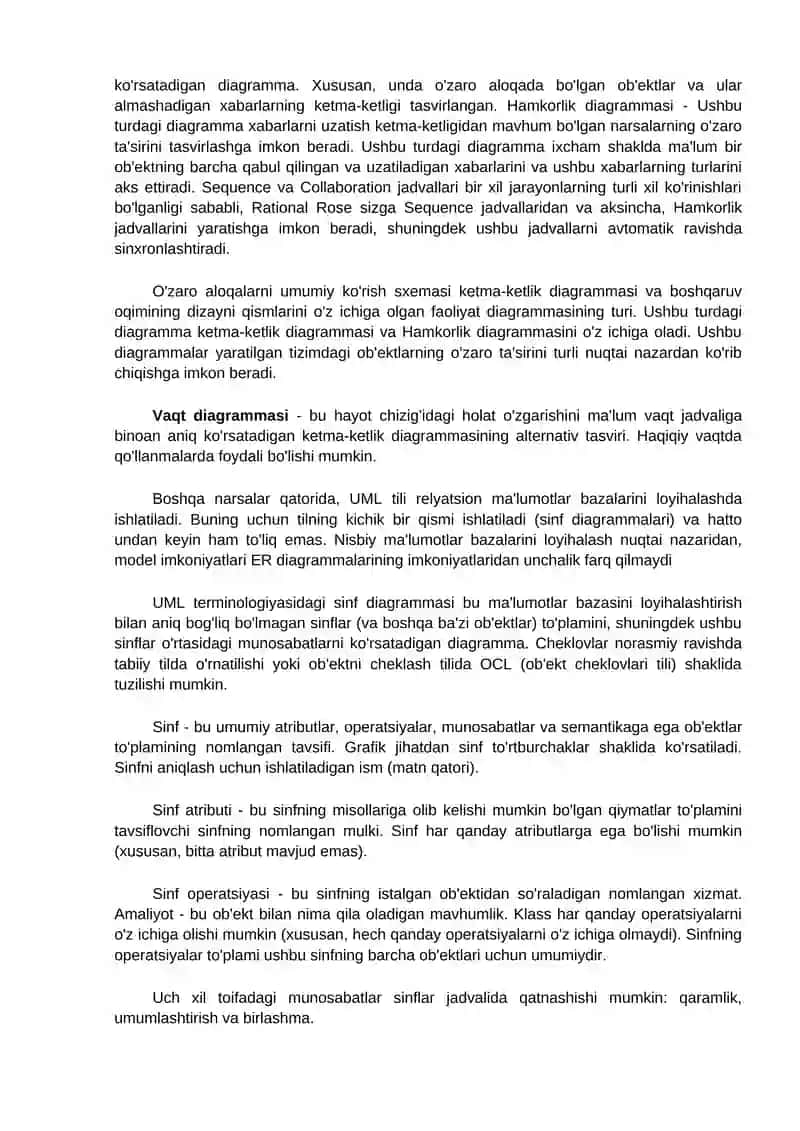 UML 2.0 natatsiyasi tahlili.CASE modellashtirish vositasi 3