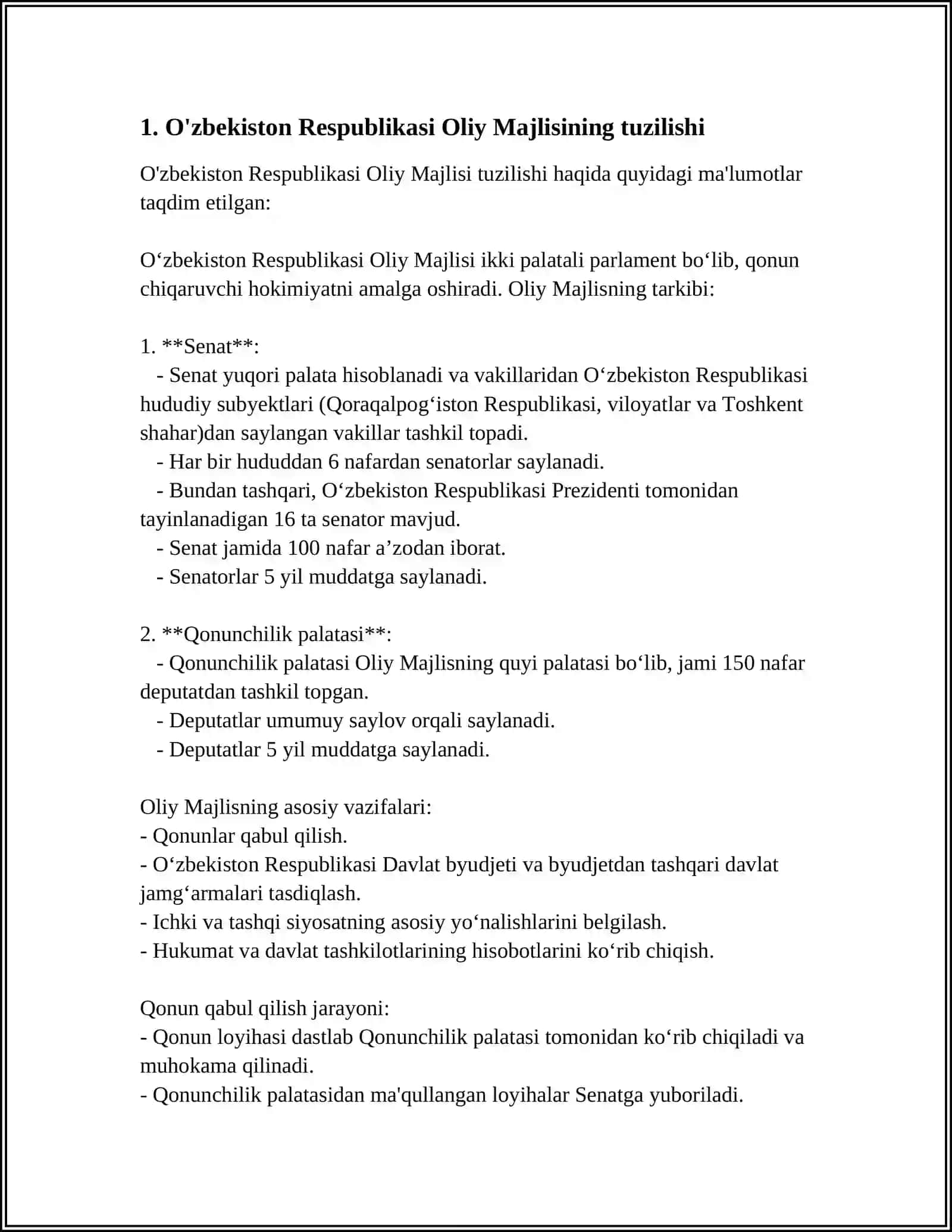 O'ZBEKISTON RESPUBLIKASI OLIY MAJLISI 3