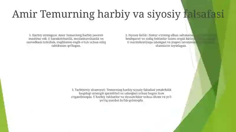 Amir Temur OʻGitlarining Tarbiyaviy Ahamiyati 3