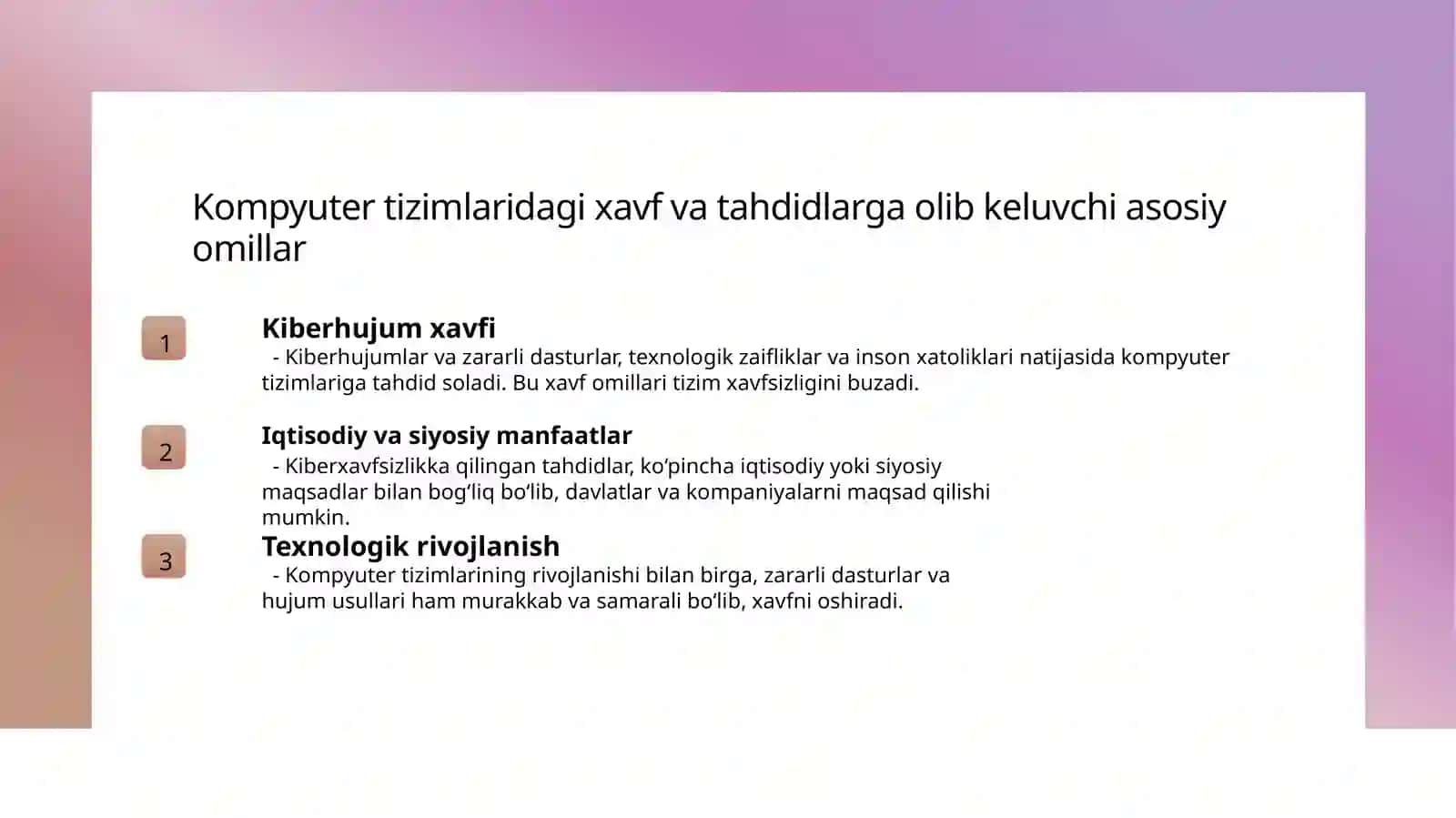 Kompyuter tizimlariga tahdidlar va ularni rivojlanish dinamikasi 3