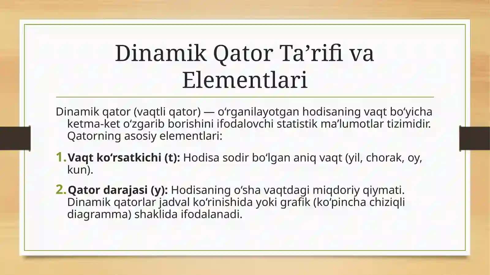 Dinamik qatorlar (vaqtli qatorlar) 3