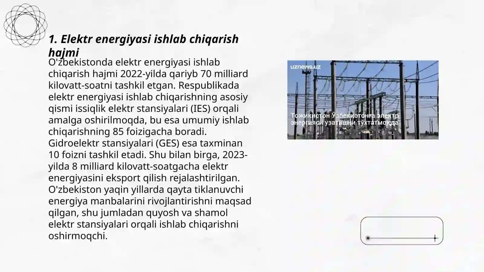 Elektr energiyaning statistik maʼlumotlari 3