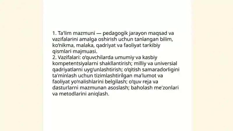 Ta'lim mazmuni mezonlar va tamoyillari 3