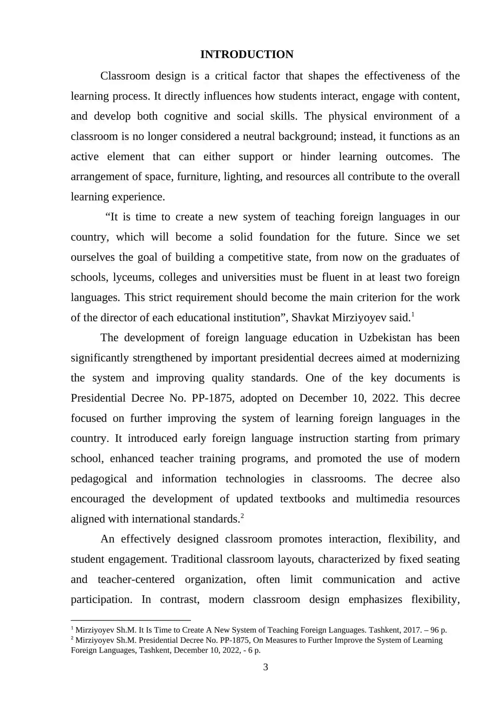 Course Paper: The impact of classroom design on learning 3
