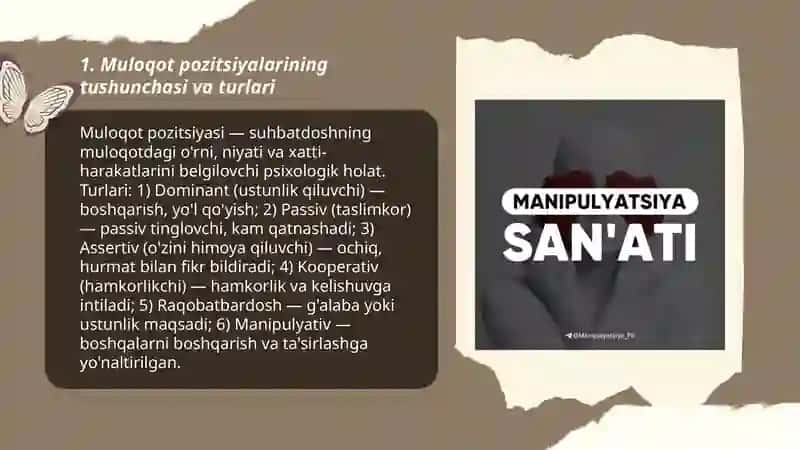 Muloqot pazitsiyalari va manipulyatsiya 3