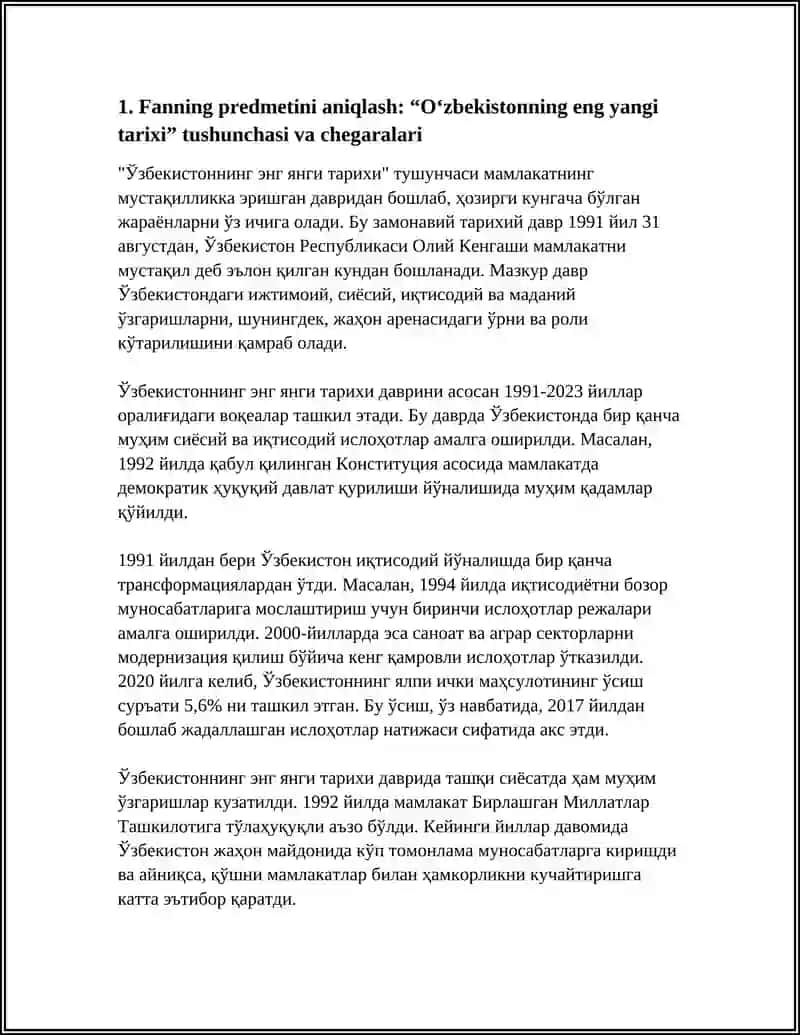 OʻZBEKISTONNING ENG YANGI TARIXI OʻQUV FANINING PREDMETI MAQSADI VA VAZIFALARI 3