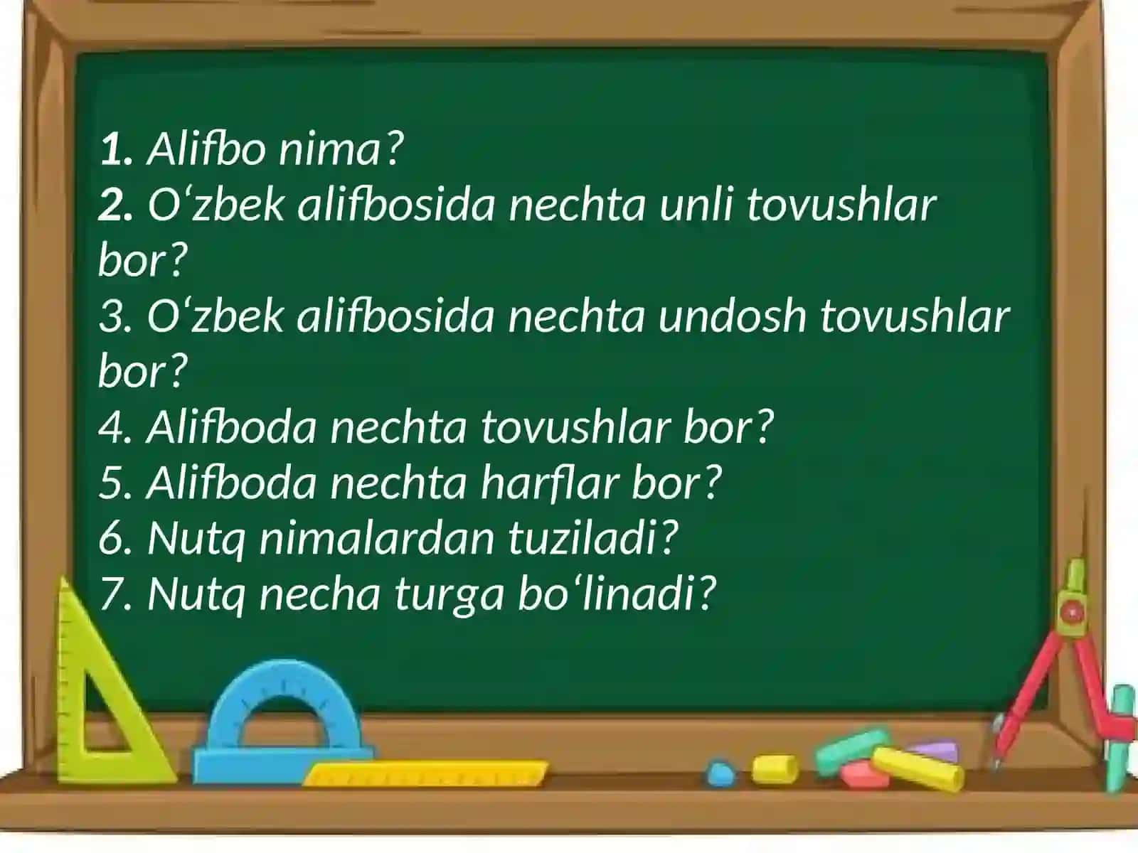 O‘tilgan mavzularni takrorlash 3