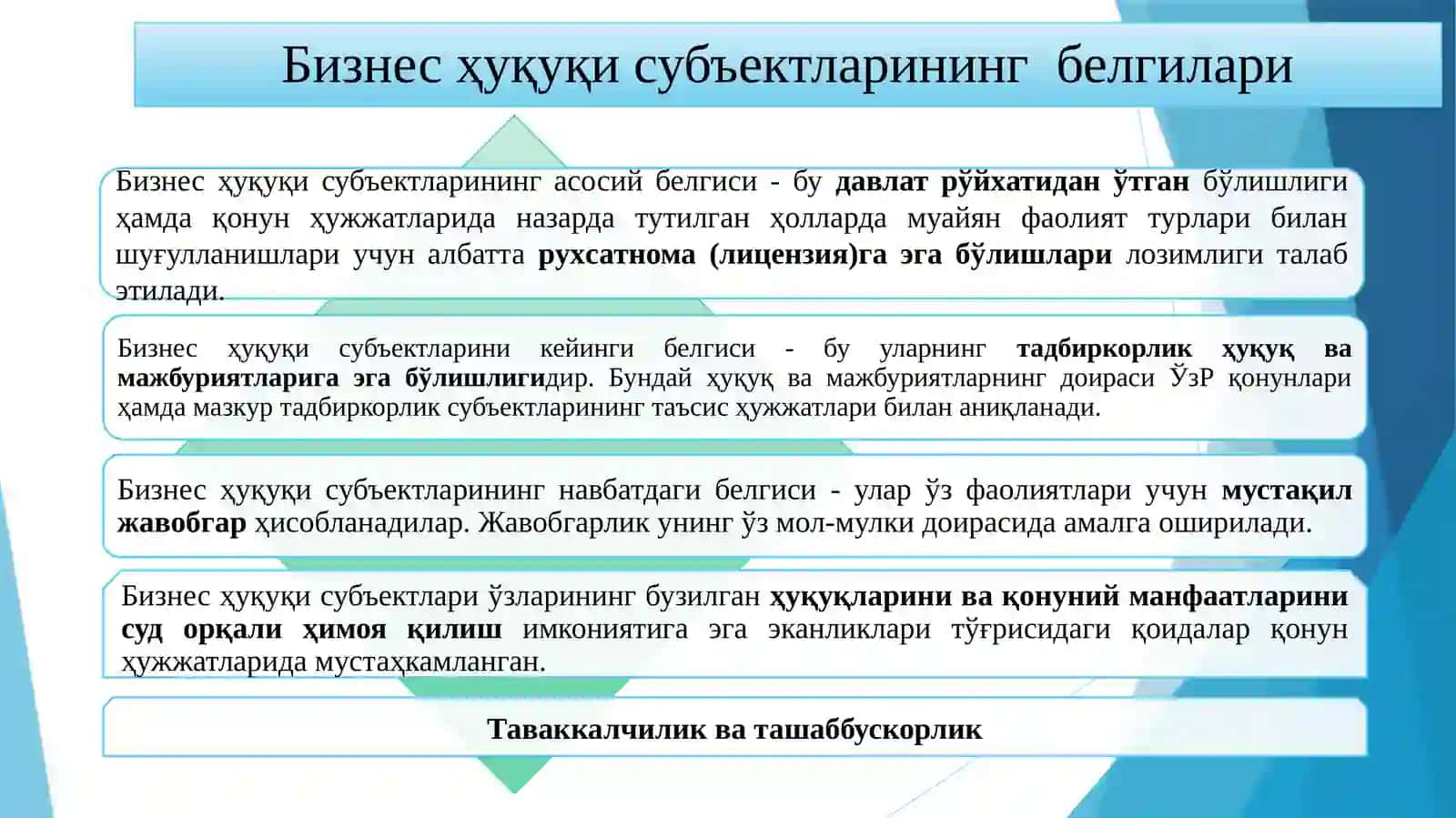 Бизнес ҳуқуқи субъектлари 3