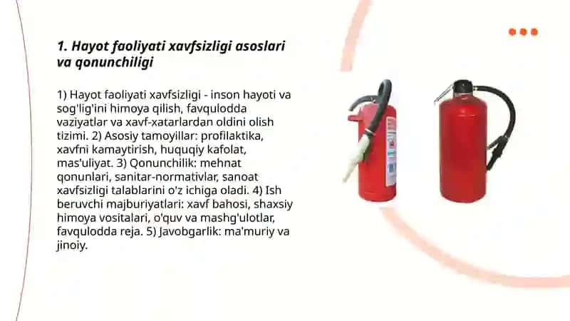 Hayot faoliyati xavfsizligini taminlash asoslari 3