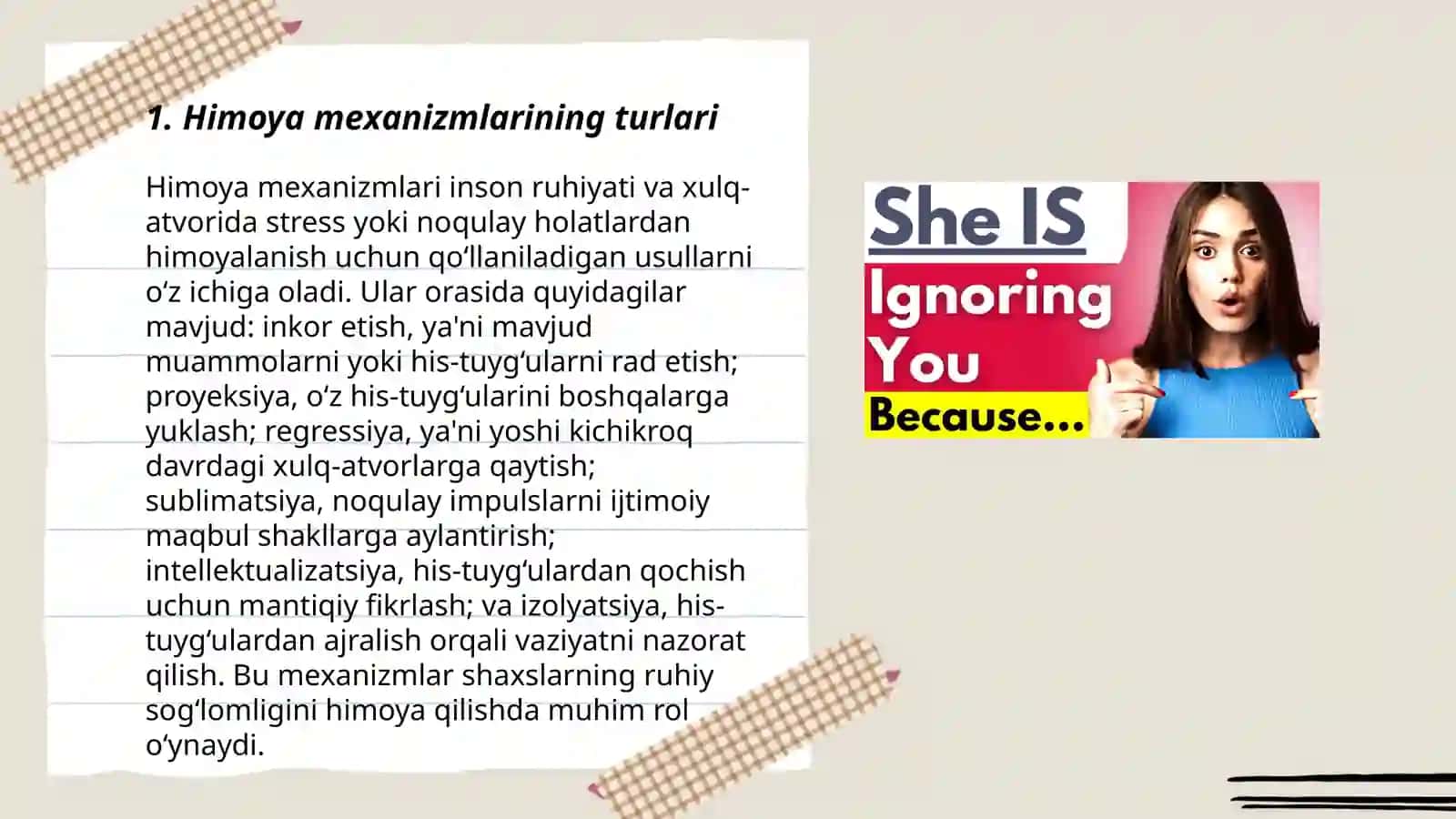 Shahsning psihologik himoya mexanizmi 3
