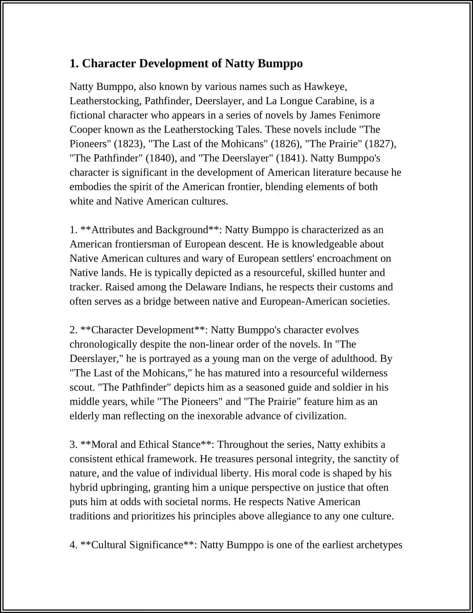 ANALYSIS OF WORKS IN THE SERIES "LEATHER STOCKING" BY FENIMORE COOPER 3