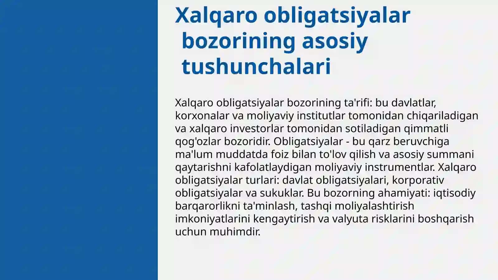 Xalqaro obligatsiyalar bozori va uning rivojlanishi 3