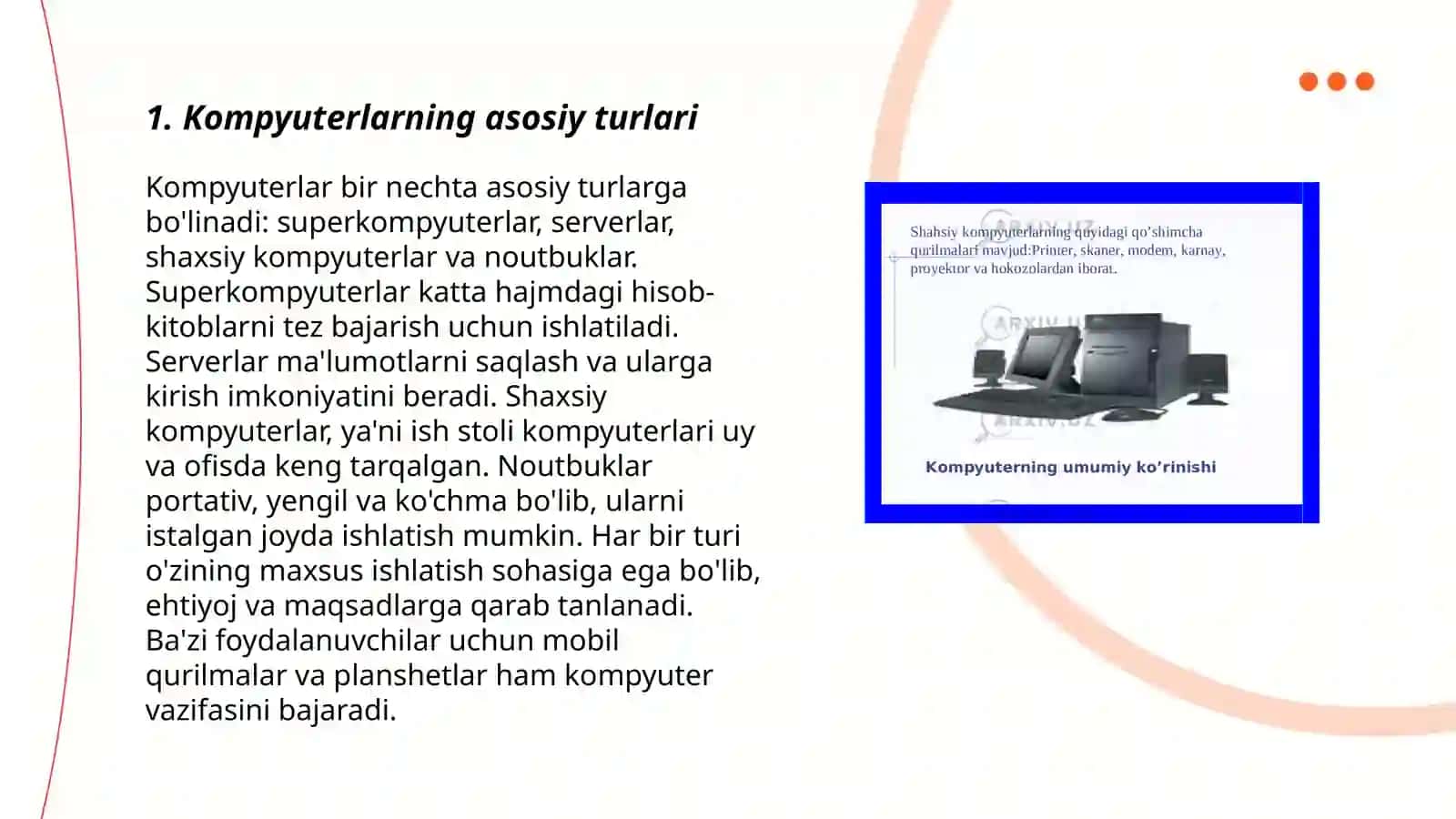 Kompyuter turlari va uning qisimlari 3