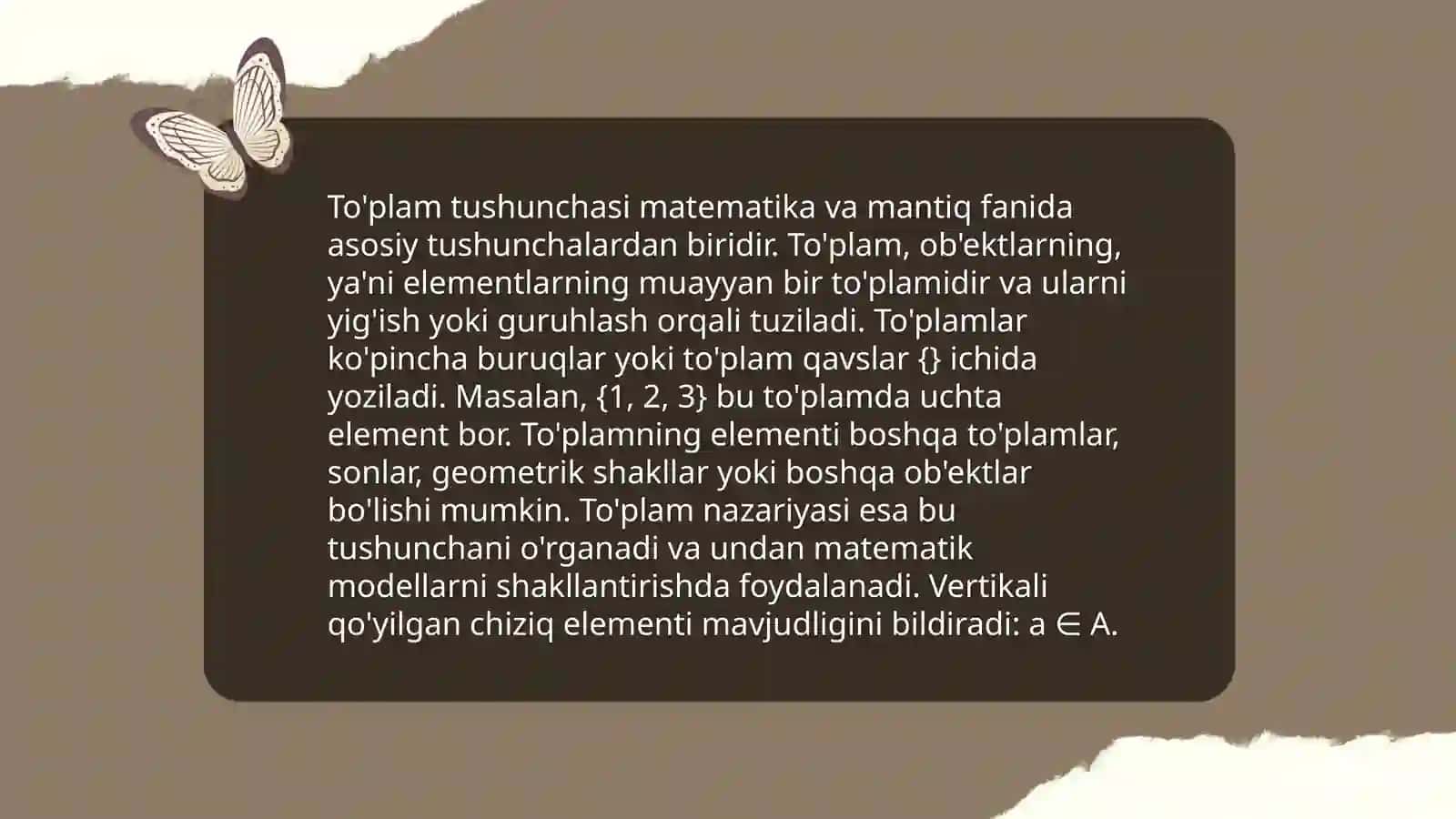 To‘plamlarni sinflarga ajratish 3