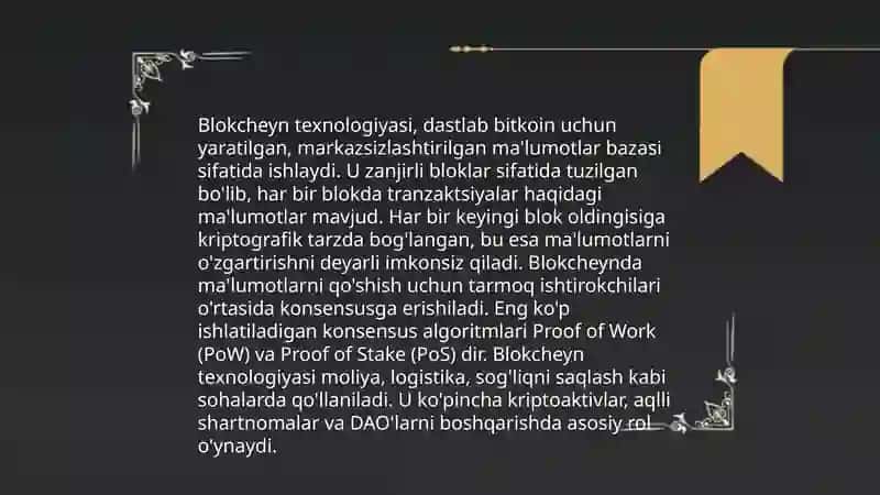 Blokcheyin va Kriptovalyuta texnologiyasi 3