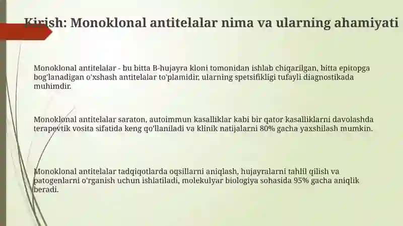 Monoklonal antitelalar olish 3
