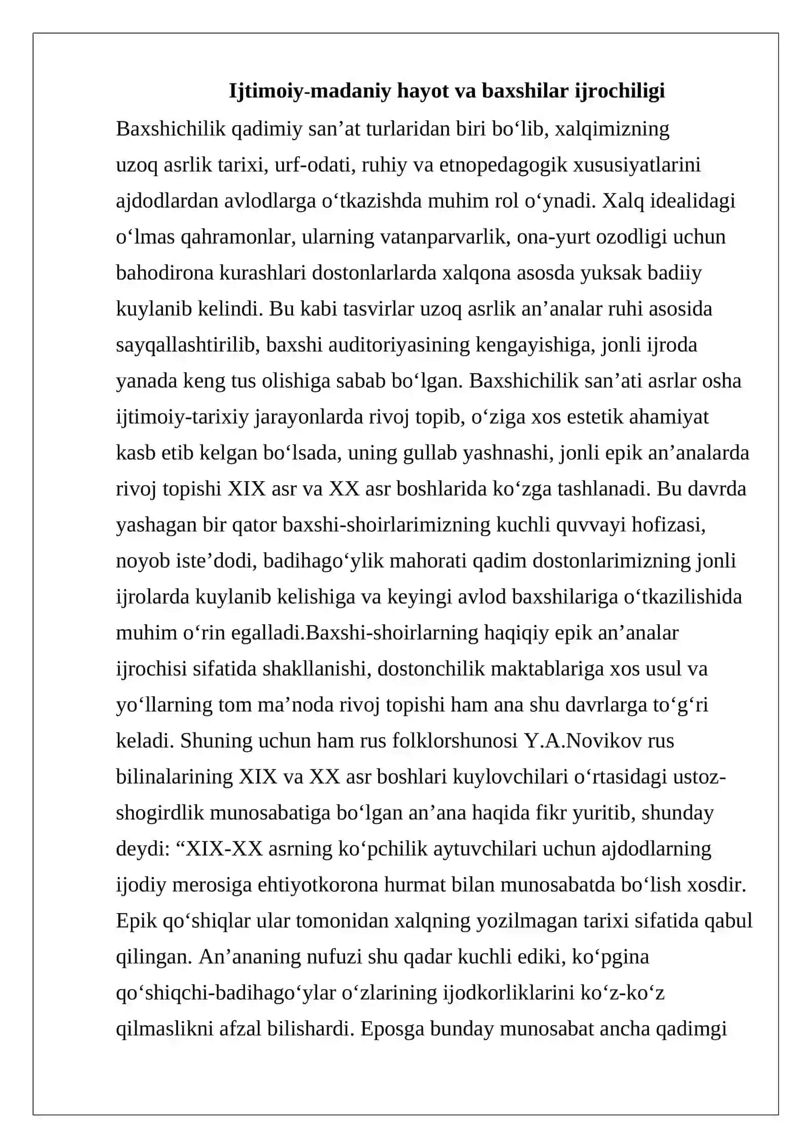 Xalq og’zaki ijodida baxshichilik san’ati 3